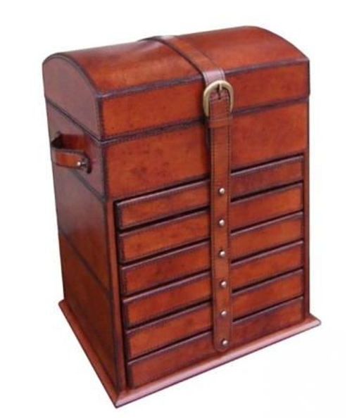 Mysore Handcrafted Cognac Tall Jewellery Box with 5 Sections