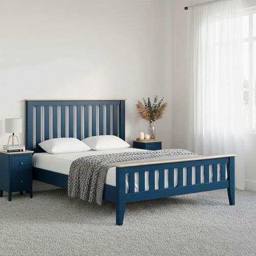 Marlow Slatted Bed - Blue - 4ft 6in Double