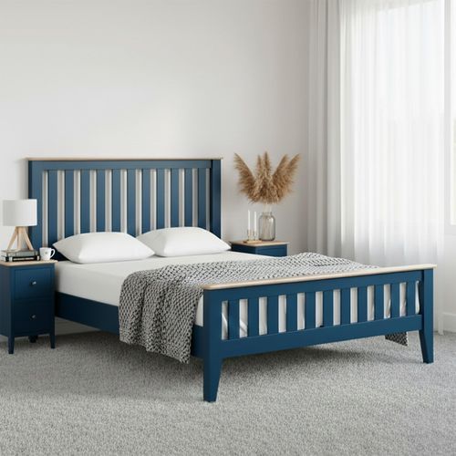 Marlow Slatted Bed - Blue - 5ft King Size