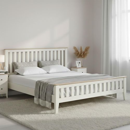 Marlow Slatted Bed - White - 6ft Queen Size