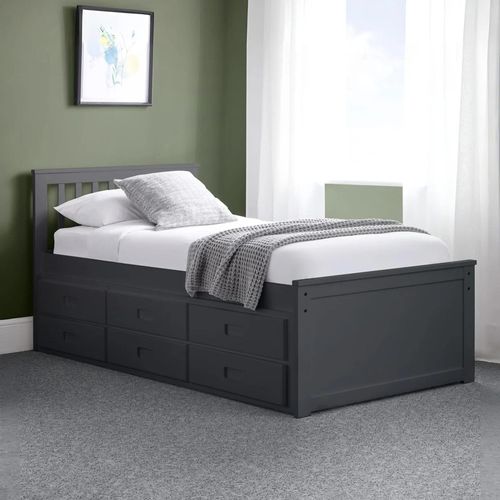 Maisie Bed with Underbed Drawer - Dark Grey