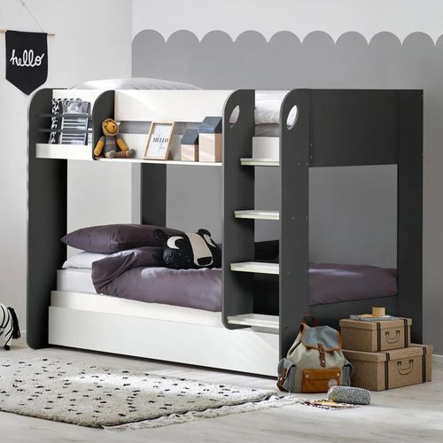 Mars Bunk Bed - Charcoal Oak with White Fabric