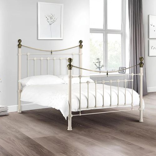 Victoria Metal Frame Bed - White - Sizes Available