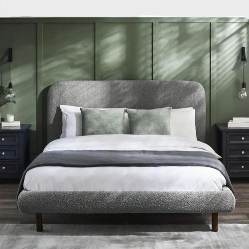 Hannah Bed - Grey Boucle Fabric - Sizes Available