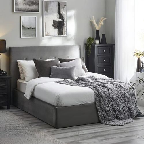 Shoreditch Ottoman Storage Bed - Grey Fabric - Sizes Available