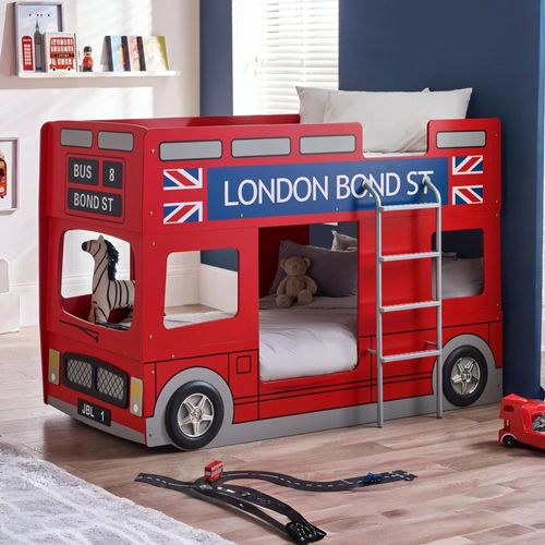 London Novelty Bunk Bed - Bus - Red Gloss
