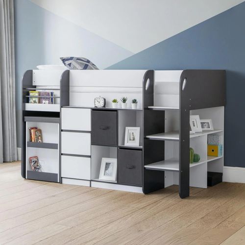 Saturn Midsleeper Bed - White and Grey