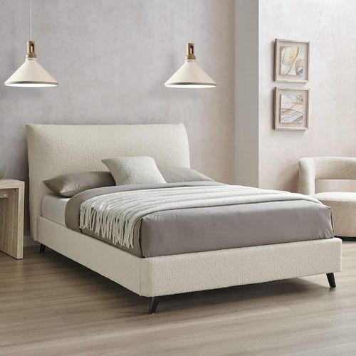 Luis Ivory Boucle Fabric Bed - 5ft King Size