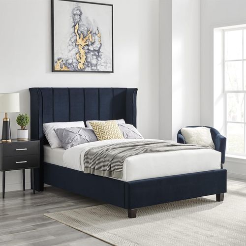Posey Navy Blue Fabric Bed - Sizes Available