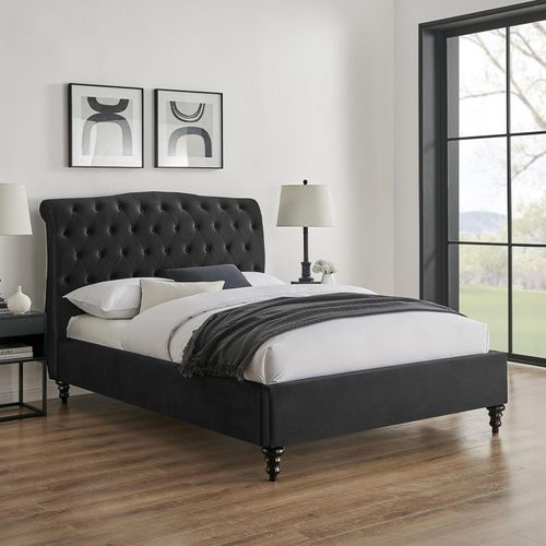 Roma Black Fabric Bed - Sizes Available