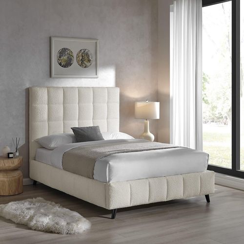 Stark Ivory Boucle Fabric Bed - Sizes Available