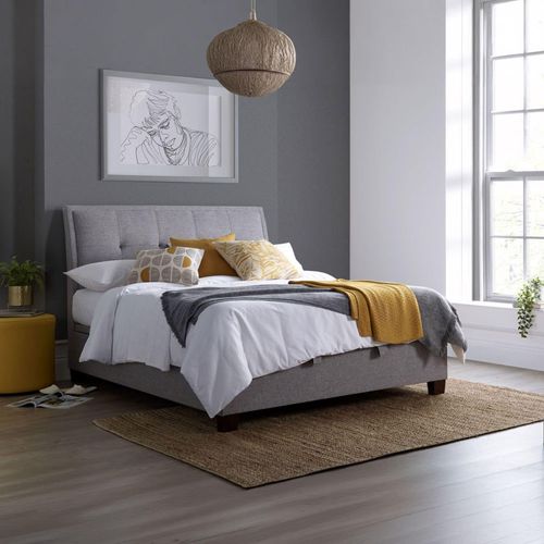 Accent Ottoman Storage Bed - Marbella Grey Fabric - Sizes Available