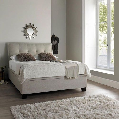 Accent Ottoman Storage Bed - Oatmeal Fabric - Sizes Available