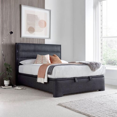 Kirkby Ottoman Storage Bed - Pendle Slate Fabric - Sizes Available