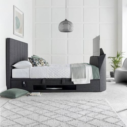 Medway Ottoman Storage TV Bed - Grey Fabric - Sizes Available