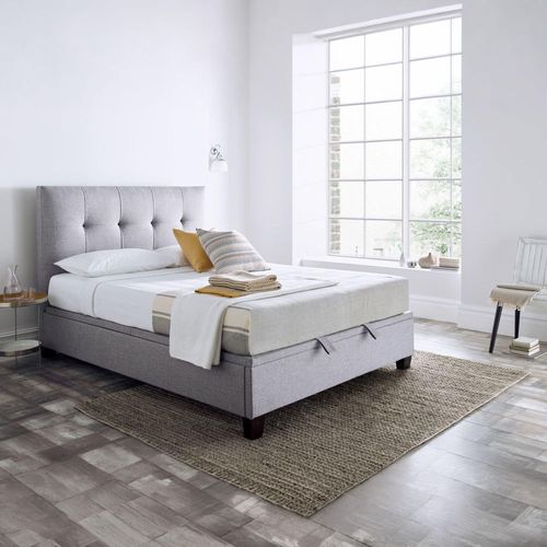 Walkworth Ottoman Storage Bed - Marbella Dark Grey Fabric - Sizes Available