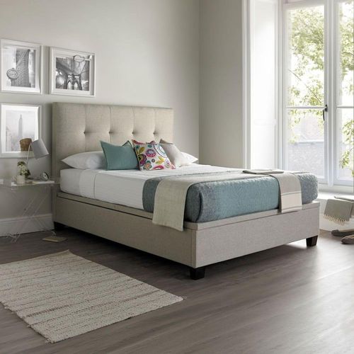 Walkworth Ottoman Storage Bed - Oatmeal Fabric - Sizes Available
