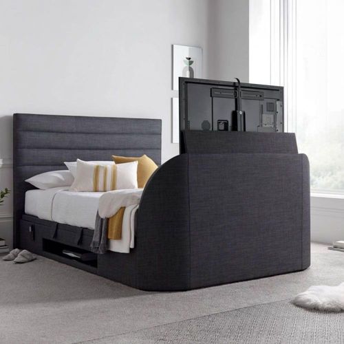 Appleton Ottoman Storage TV Bed - Grey Fabric - Sizes Available
