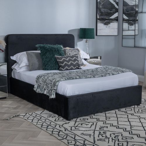 Ashby Black Fabric 4ft 6in Double Ottoman Storage Bed