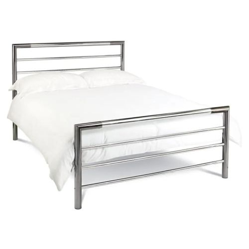 Urban Shiny Nickel & Black Nickel Metal Bedstead - 3ft Single
