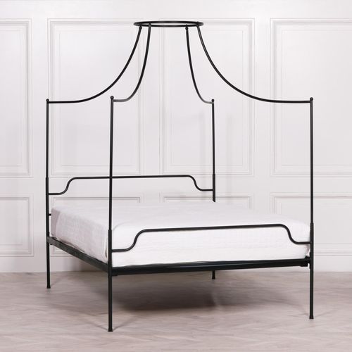 Black Metal Poster Bed - 4ft 6in Double