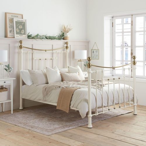 Bronte Bed Frame - Cream Metal - Sizes Available