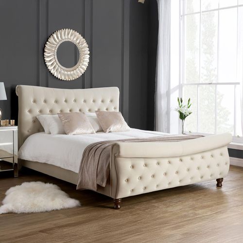 Copenhagen Bed - Warm Stone Fabric - Sizes Available