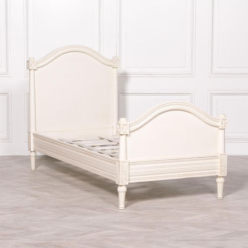 French Style Corley Mahogany Carved Single Bed - Ivory - 3ft