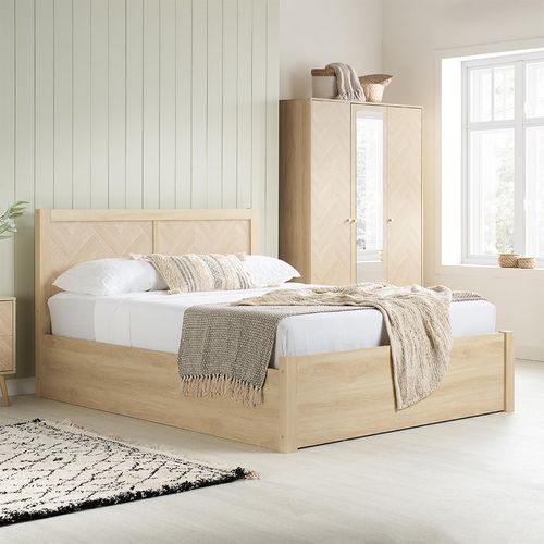Herringford Ottoman Storage Bed - Oak - Sizes Available