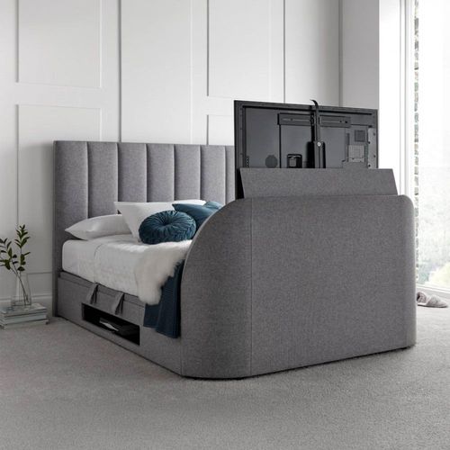 Medway Ottoman Storage TV Bed - Marbella Grey Fabric - Sizes Available