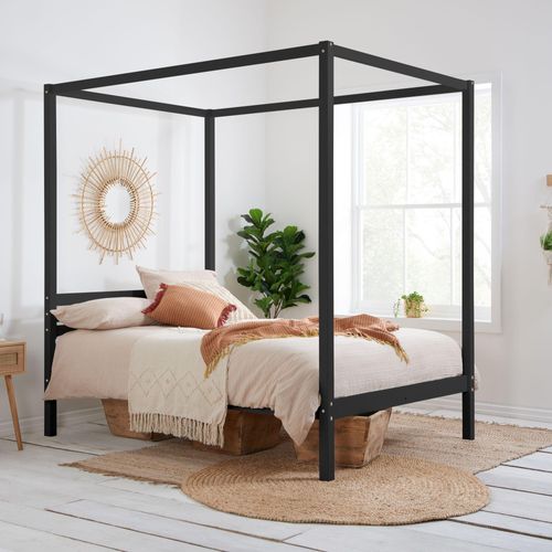 Mercia Four Poster Bed - Black Wood - Sizes Available