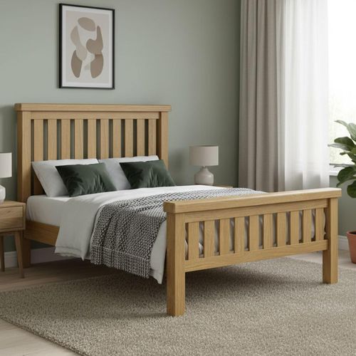 Normandy Slatted Bed - Oak - 4ft 6in Double