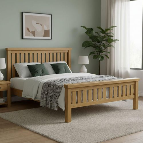 Normandy Slatted Bed - Oak - 6ft Queen Size
