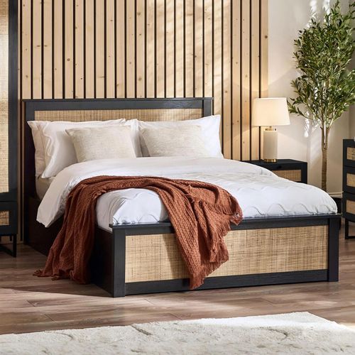 Padstow Ottoman Bed - Oak and Rattan - Sizes Available