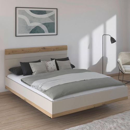 Rauch Sajo 5ft King Size Bed - Champagne and Artisan Oak