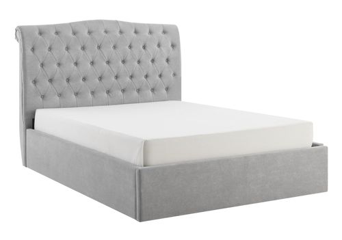 Roma Light Grey Fabric Ottoman Bed - Sizes Available