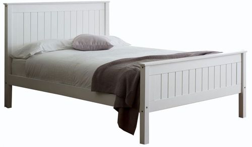 Travis White High Footend Wooden Bed - Sizes Available