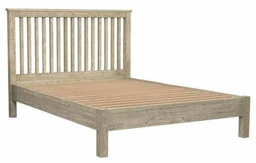 Washed Grey Reclaimed Pine 5ft King Size Slatted Bed