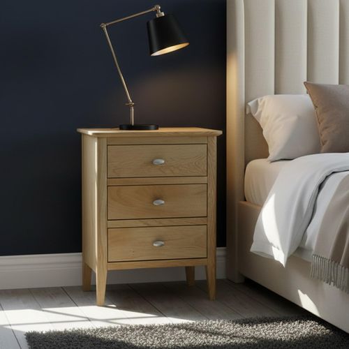 Bath Oak 3 Drawer Bedside Cabinet