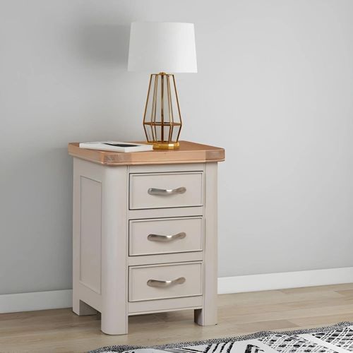 Clarion Oak and Grey 3 Drawer Bedside Cabinet