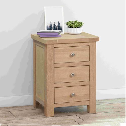 Hayley Oak 3 Drawer Bedside Cabinet