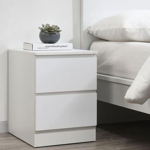 Oslo White 2 Drawer Bedside Cabinet