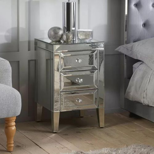 Valencia Mirrored 3 Drawer Bedside Cabinet