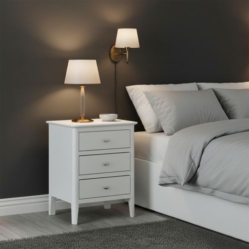 Hampstead Bedside Cabinet - 3 Drawer - White