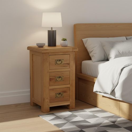 Salisbury Premium Narrow Bedside Cabinet - 3 Drawer - Oak