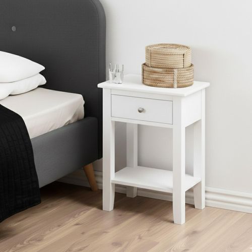 Linnea Bedside Table - 1 Drawer - White
