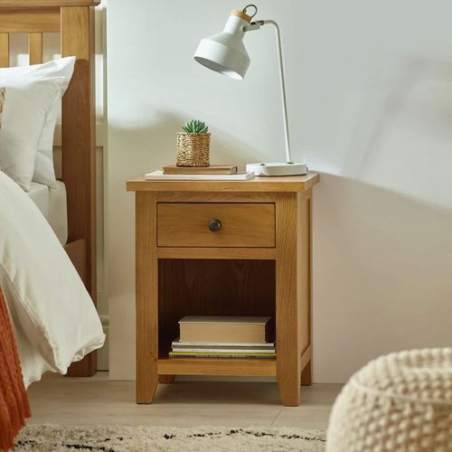 Marlborough Bedside Cabinet - 1 Drawer - Oak