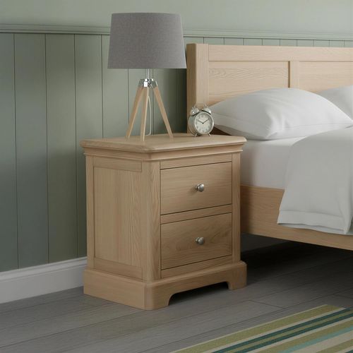 Cromwell Bedside Cabinet - 2 Drawer - Oak