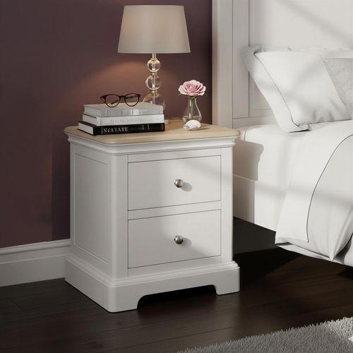 Cromwell Bedside Cabinet - 2 Drawer - Grey Painted