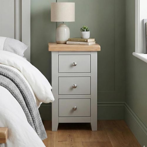 Wilmont Bedside Cabinet - 3 Drawer Compact - Grey Painted